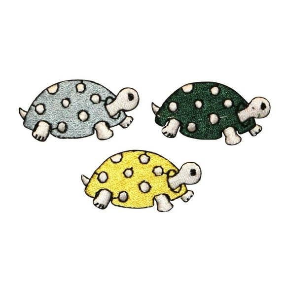 ID 0729BCD Set of 3 Cartoon Spotted Turtle Patches Embroidered Iron On Applique