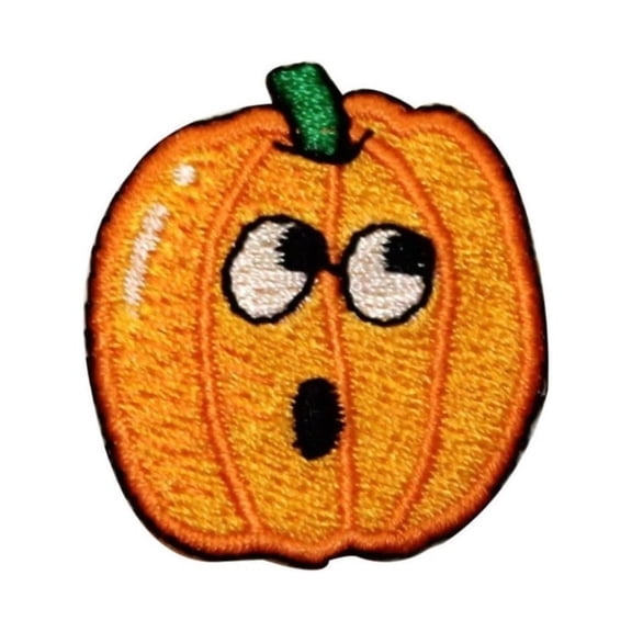 ID 0788A Surprised Pumpkin Patch Jack O Lantern Embroidered Iron On Applique