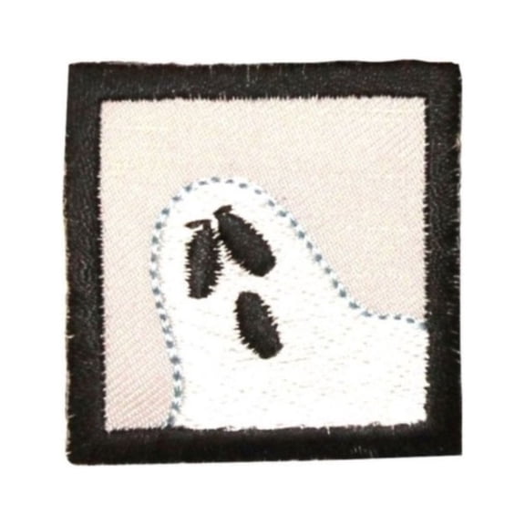ID 0838D Ghost Boo Badge Patch Halloween Scene Embroidered Iron On Applique