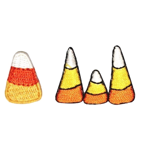 ID 0855AB Set of 2 Candy Corn Patches Halloween Embroidered Iron On Applique