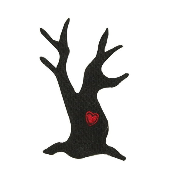 ID 0869 Black Tree Silhouette Patch Halloween Scary Embroidered Iron On Applique