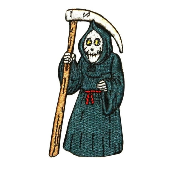 ID 0886 Grim Reaper Patch Halloween Angle of Death Embroidered Iron On Applique