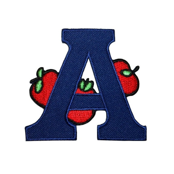 ID 0992 Letter A Apple Patch School Reading Learning Embroidered IronOn Applique
