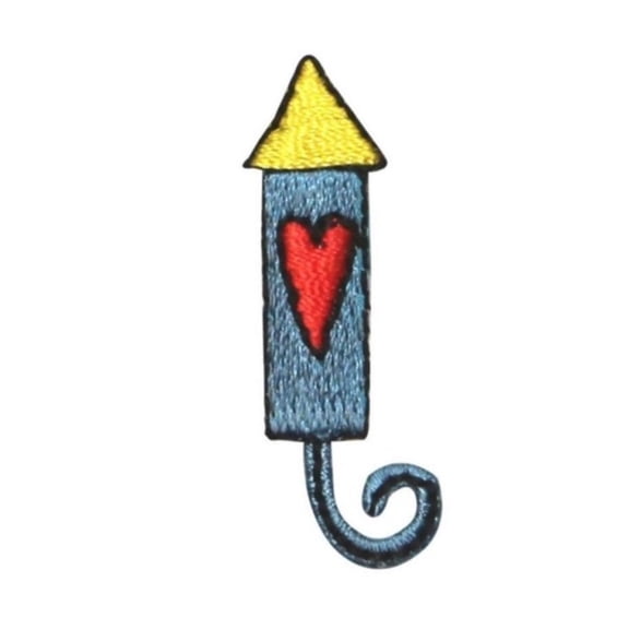 ID 1021A Set of 2 Firework With Heart Patch 4th of July Boom Embroidered Iron On Applique