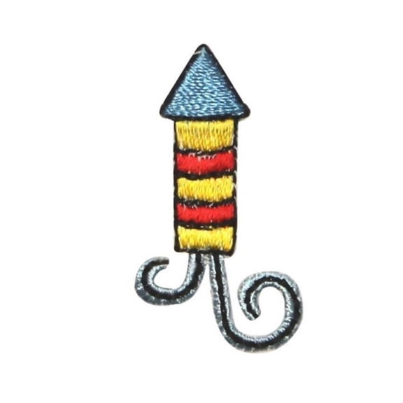 ID 1021B Set of 2 Firework With Stripes Patch 4th of July Embroidered Iron On Applique