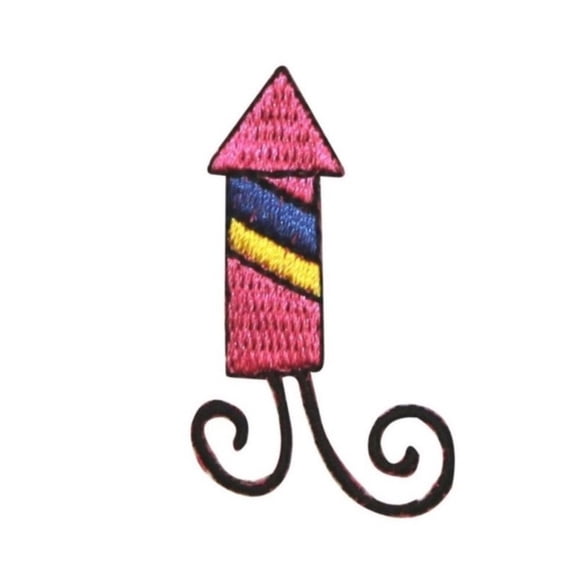 ID 1021C Set of 2 Firework With Stripes Patch 4th of July Embroidered Iron On Applique