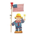 thumbnail image 1 of ID 1076 Child Holding America Flag Patch USA Kid Embroidered Iron On Applique, 1 of 1