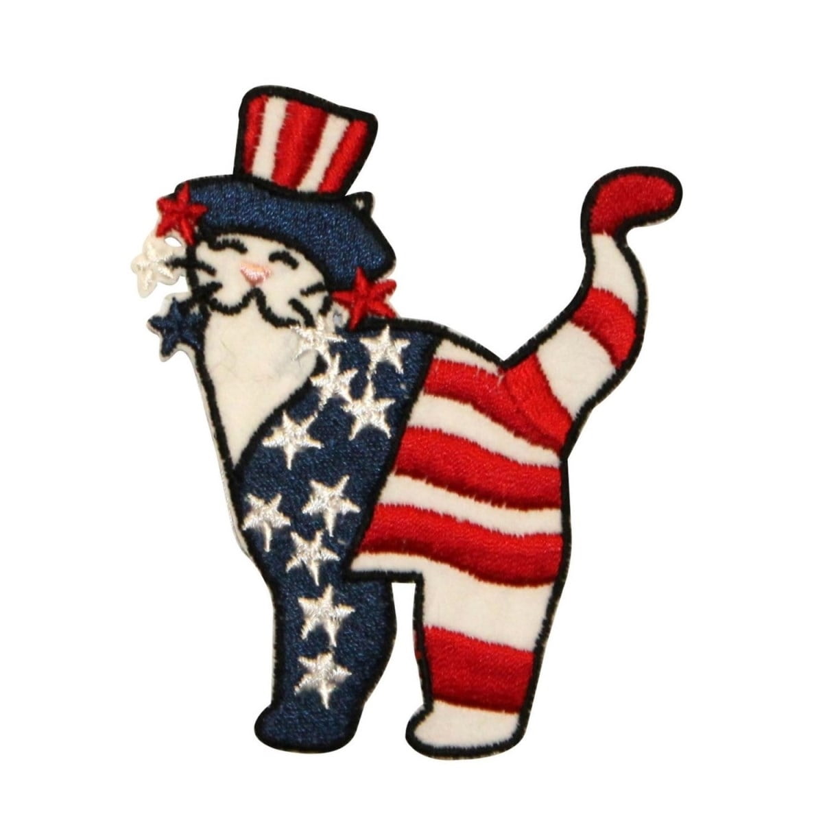 ID 1088 Patriotic Cat Patch American Flag Craft Embroidered Iron On ...