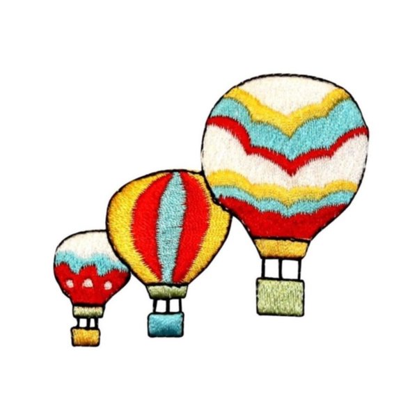 ID 1103A Three Hot Air Balloons Patch Festival Ride Embroidered Iron On Applique
