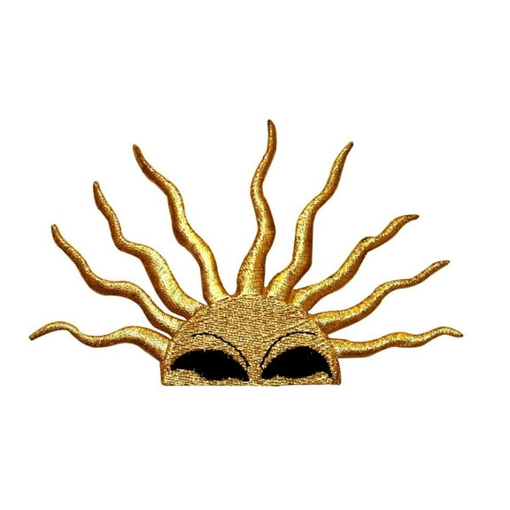 ID 1116 Rising Sun Face Patch Sunshine Symbol Embroidered Iron On Applique