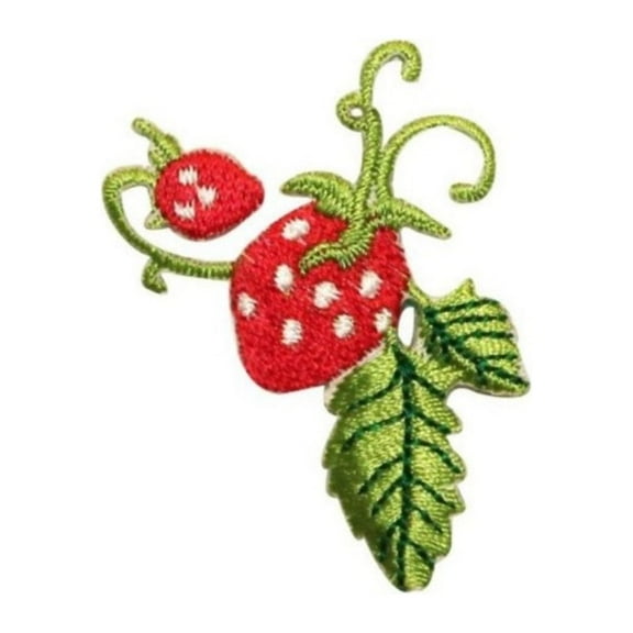 ID 1185B Strawberries Growing On Vine Patch Bush Embroidered Iron On Applique