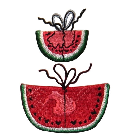 ID 1200AB Set of 2 Watermelon Craft Patch Fruit Food Embroidered Iron On Applique