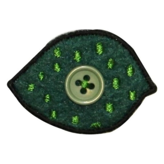ID 1212B Felt Lime With Button Patch Limeade Fruit Embroidered Iron On Applique