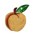 thumbnail image 1 of ID 1220 Peach With Sequins Patch Summer Fruit Tree Embroidered Iron On Applique, 1 of 1