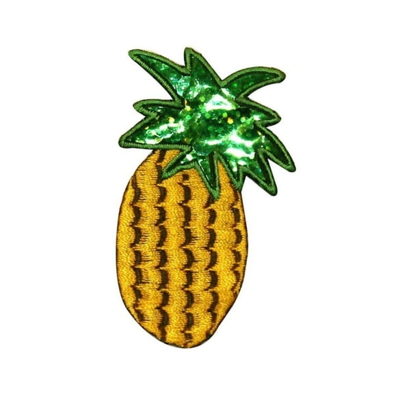 ID 1220X Pineapple With Sequins Patch Tropical Fruit Embroidered Iron On Applique