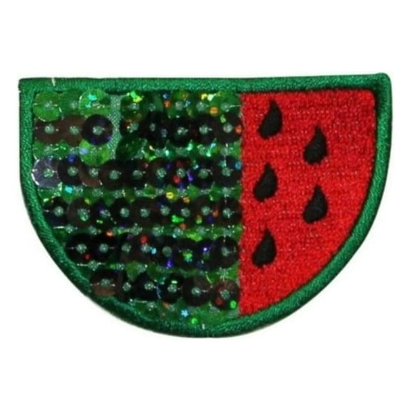 ID 1222B Watermelon With Sequin Patches Summer Food Embroidered Iron On Applique