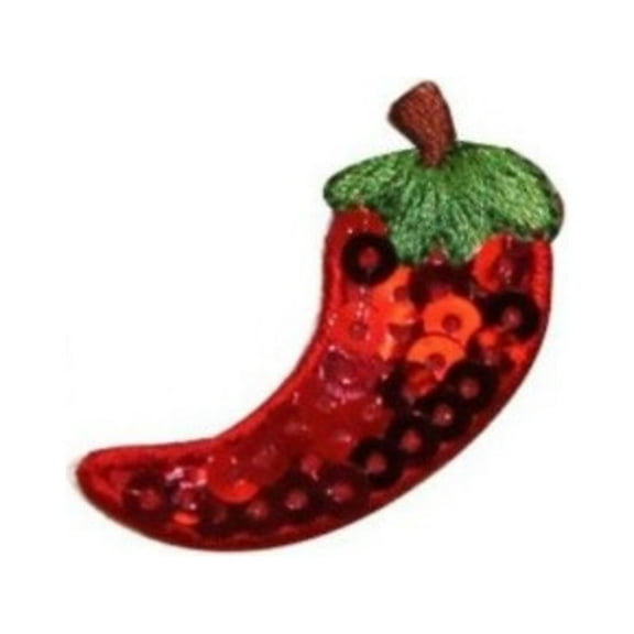 ID 1223C Chile With Sequin Patches Summer Pepper Embroidered Iron On Applique
