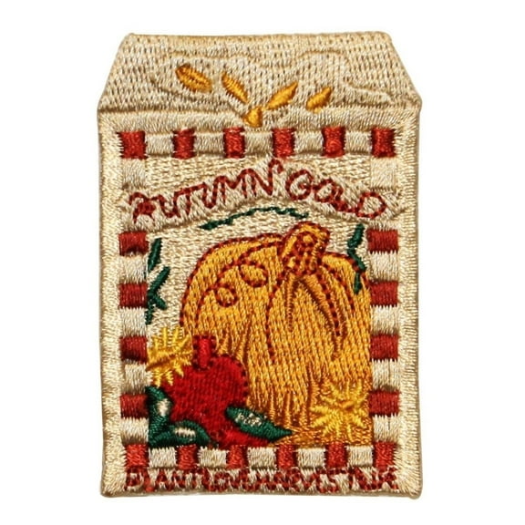 ID 1255 Pumpkin Seed Bag Patch Fall Plant Halloween Embroidered Iron On Applique
