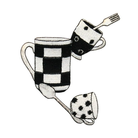 ID 1269 Coffee Cups Patch Restaurant Diner Drink Embroidered Iron On Applique