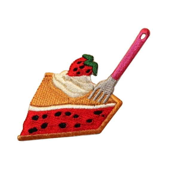 ID 1288Z Slice of Strawberry Pie Patch Summer Desert Embroidered IronOn Applique
