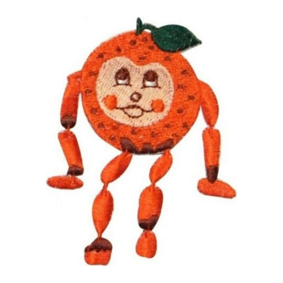 ID 1290F Happy Orange Character Patch Cartoon Fruit Embroidered Iron On Applique