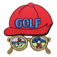 thumbnail image 1 of ID 1485 Golf Hat Scene Patch Glasses Golfing Craft Embroidered Iron On Applique, 1 of 1
