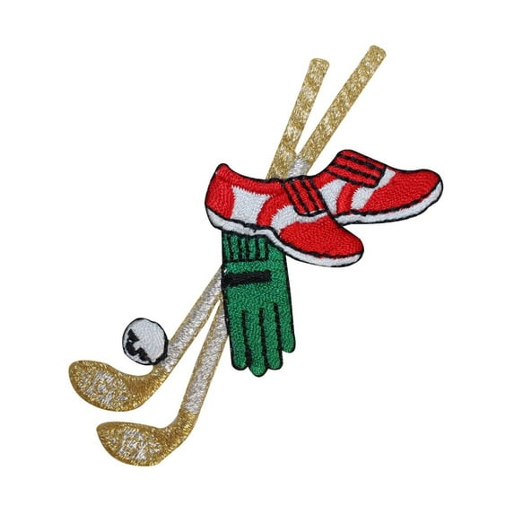 ID 1523 Golf Equipment Patch Golfer Shoes Clubs Embroidered Iron On Applique