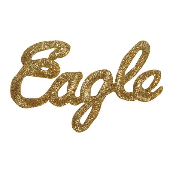ID 1592A Gold Golf Eagle Patch Two Under Par Saying Embroidered Iron On Applique