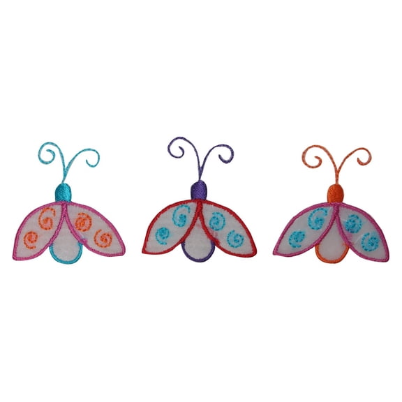 ID 1610ABC Set of 3 Fancy Ladybug Patches Insect Bug Embroidered IronOn Applique