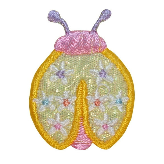 ID 1611C Flower Ladybug Patch Cute Garden Bug Insect Embroidered IronOn Applique