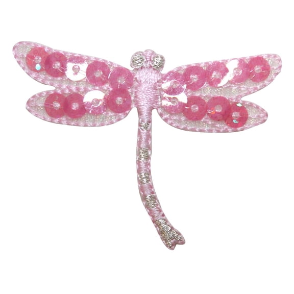 ID 1649B Sequin Dragonfly Patch Garden Flying Bug Embroidered Iron On Applique
