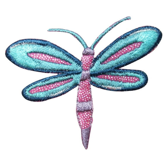 ID 1670A Dragonfly Patch Girl Pretty Garden Fairy Embroidered Iron On Applique