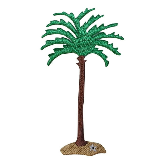 ID 1748 Beach Palm Tree Patch Tropical Scene Ocean Embroidered Iron On Applique