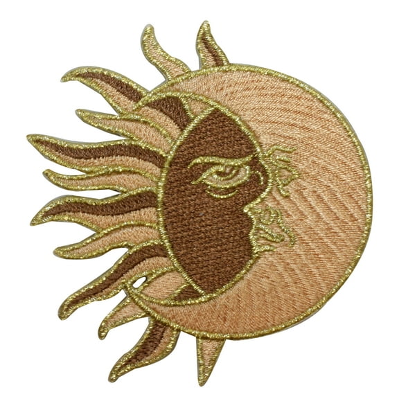 ID 1925 Sun and Moon Face Patch Astrology Symbol Embroidered Iron On Applique