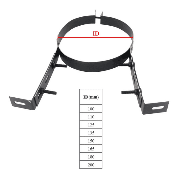 ID 200mm chimney pipe bracket for fireplace extractor smoke pipe fixing bracket flue liner clamp stainless steel stove tube support clip