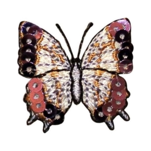 ID 2300A Sequin Wings Butterfly Patch Fairy Garden Embroidered Iron On Applique