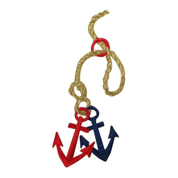 ID 2609 Nautical Anchors On Chain Patch Boat Ship Embroidered Iron On Applique