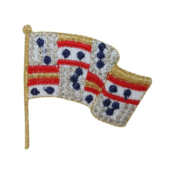 ID 2672 Nautical Flag Patch Metallic Boat Sail Fly Embroidered Iron On Applique