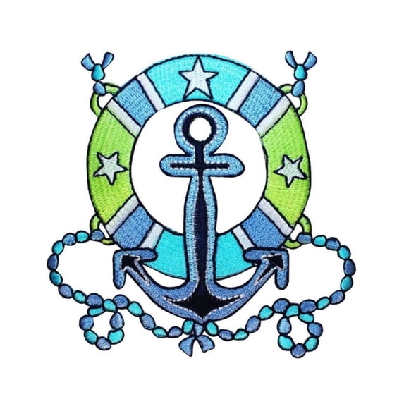 ID 2704 Anchor Life Preserver Patch Sailing Boat Decoration Iron On Applique