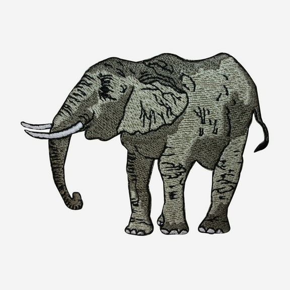 ID 2827 African Elephant Patch Safari Animal Embroidered Iron On Applique