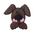 thumbnail image 1 of ID 2847B Cute Puppy Face Patch Mutt Begging Embroidered Iron On Applique, 1 of 1