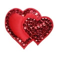 thumbnail image 1 of ID 3232 Pair of Sequin Heart Patch Valentines Day Embroidered Iron On Applique, 1 of 1
