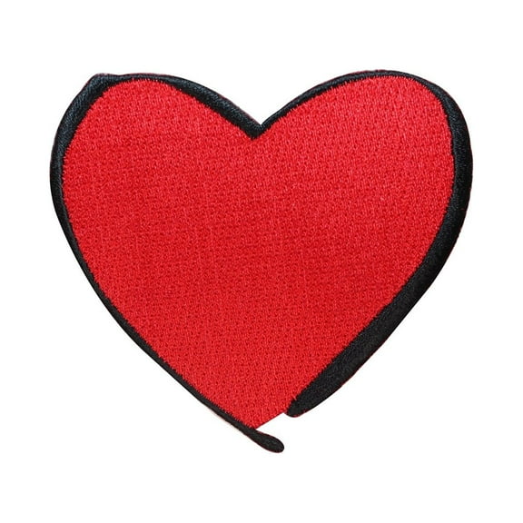 ID 3276B Red Heart Outline Patch Valentines Day Love Embroidered Sew On Applique