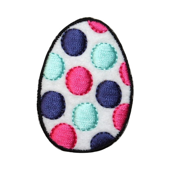 ID 3345A Polka Dot Easter Egg Patch Holiday Bunny Embroidered Iron On Applique