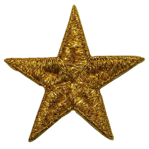 ID 3534 Shiny Gold Star Patch Night Sky Shinning Embroidered Iron On Applique