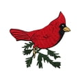 thumbnail image 1 of ID 3608 Cardinal on Branch Patch Bird Perch Nest Embroidered Iron On Applique, 1 of 1