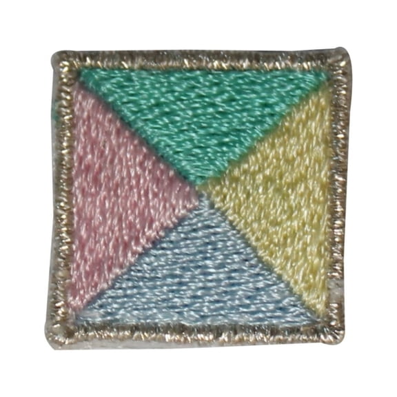ID 3636 Lot of 3 Multi Colored Tile Patch Flag Craft Embroidered IronOn Applique