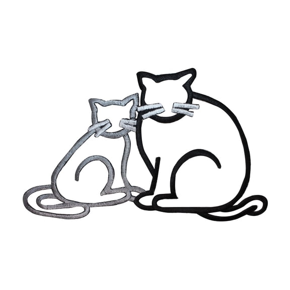 ID 5056 Mom and Baby Kitten Outline Large Patch Cat Embroidered Iron On Applique