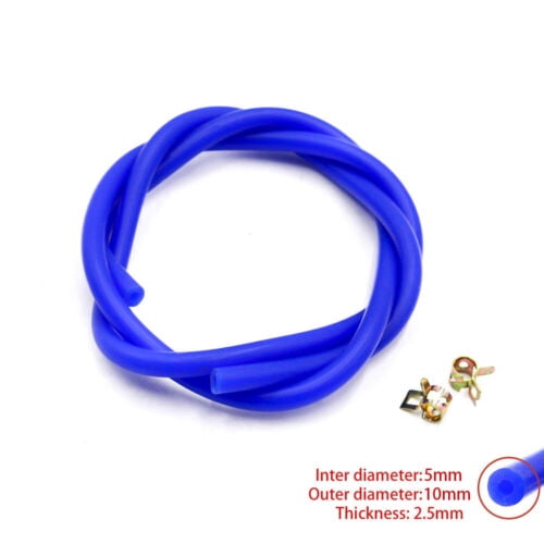 ID:5mm OD:10mm Silicone Vacuum Hose Line 30cm/10ft Blue Intercooler Coupler Pipe