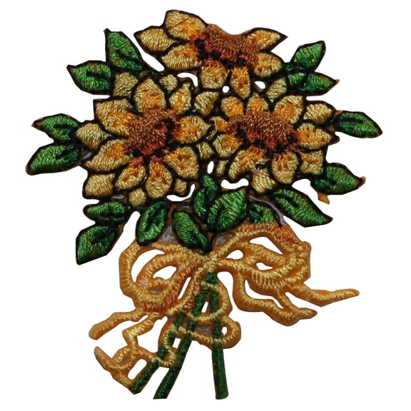 ID 6044 Sunflower Bouquet Patch Flower Bundle Bloom Embroidered Iron On Applique
